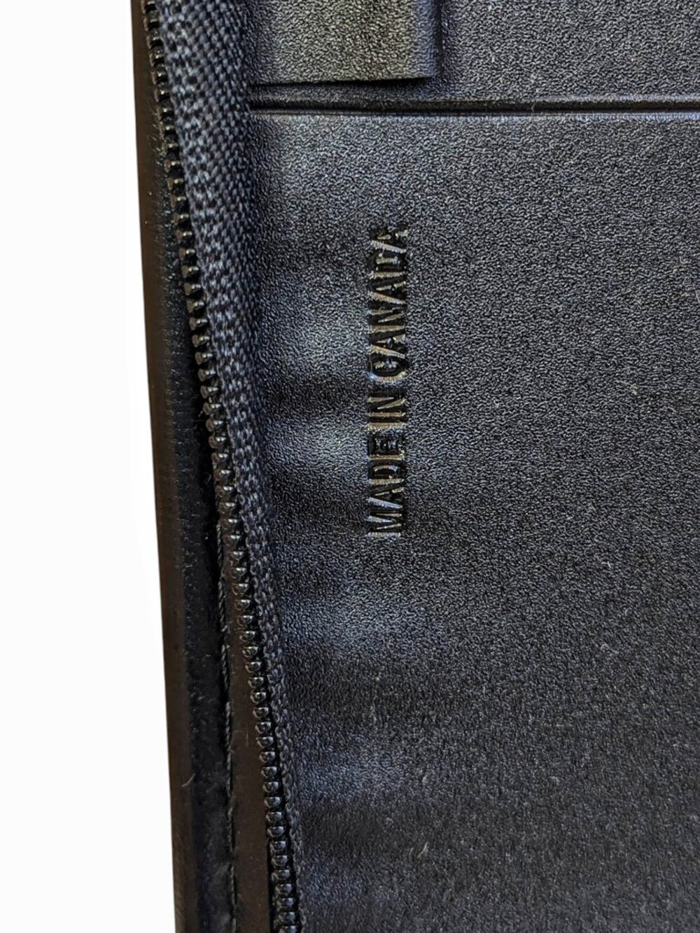 Vintage A4 Black Leather TIME TEXT Zippered Portfolio 3 Ring Binder Made in Cana - Picture 4 of 11